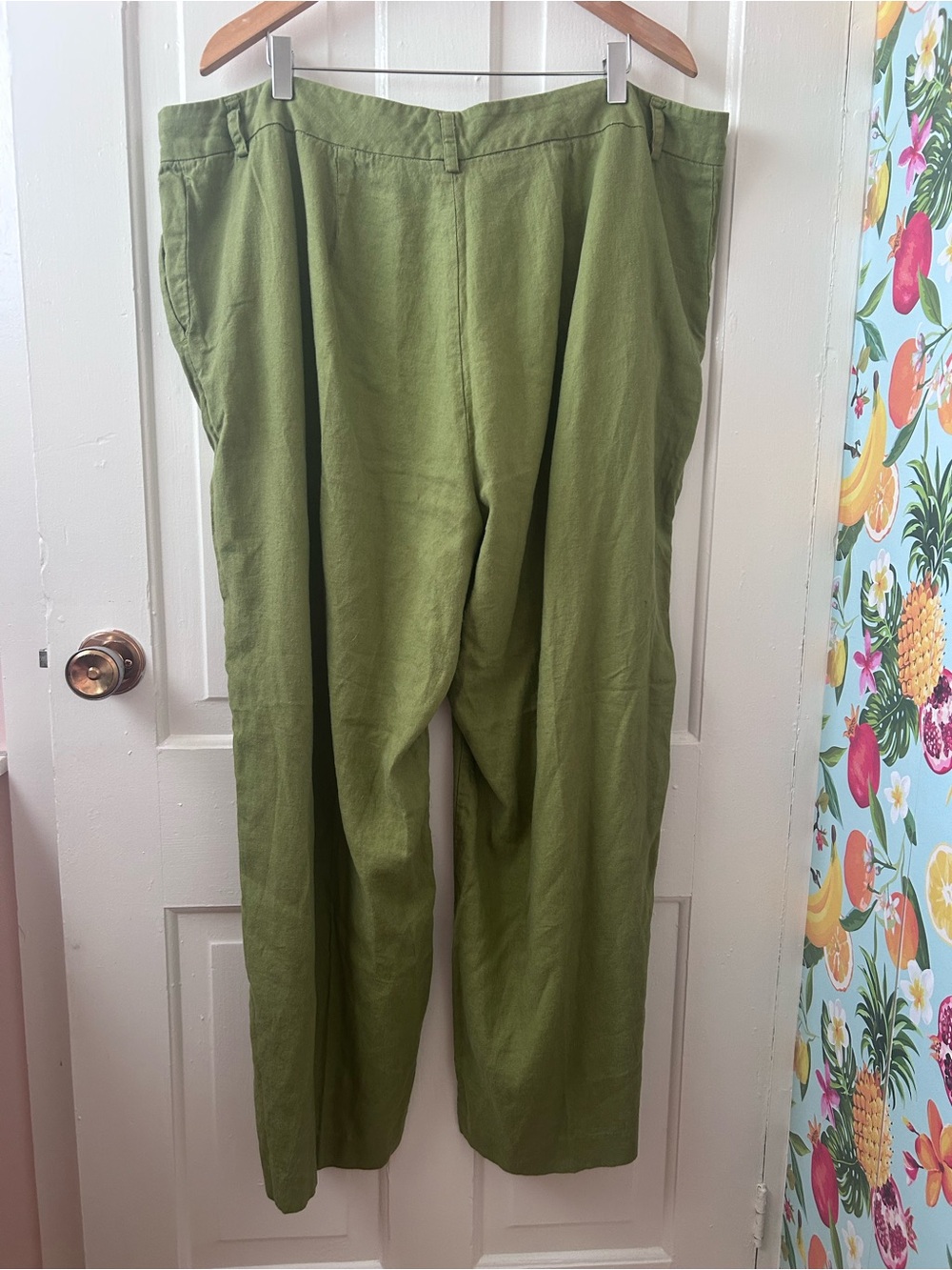 Earthy Olive Green +Size wide leg Casual ladies Trousers